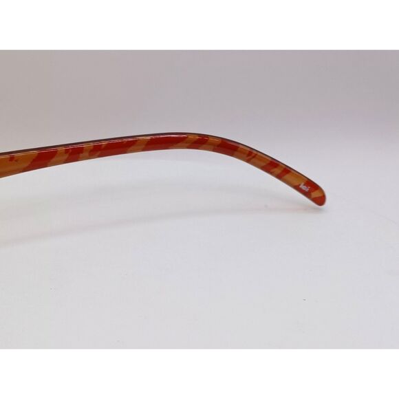 L.E.I. Brand Half Rim Red Orange Patterned Arms Brown Tinted Lens Sunglasses - Picture 6 of 8